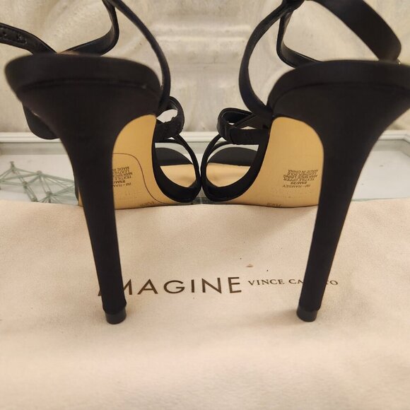 Imagine Vince Camuto Ramsey Black Satin Heeled Sandals. NIB. Size 8.5 - Picture 7 of 11